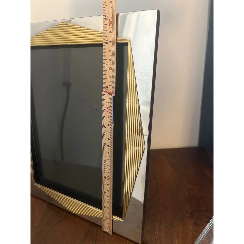 Vintage Art Deco Style Mixed Metal Picture Frame Silver Gold Tone 8x10 Geometric